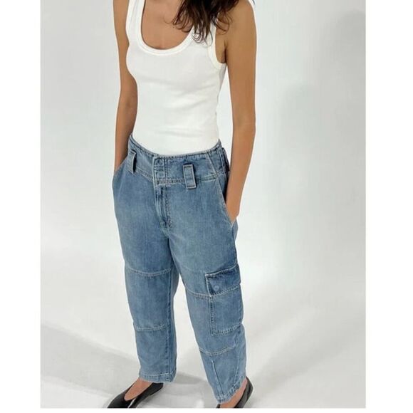 Anthropologie Etica Juni Relaxed Barrel Cargo in North Shore Jeans - Picture 2 of 15